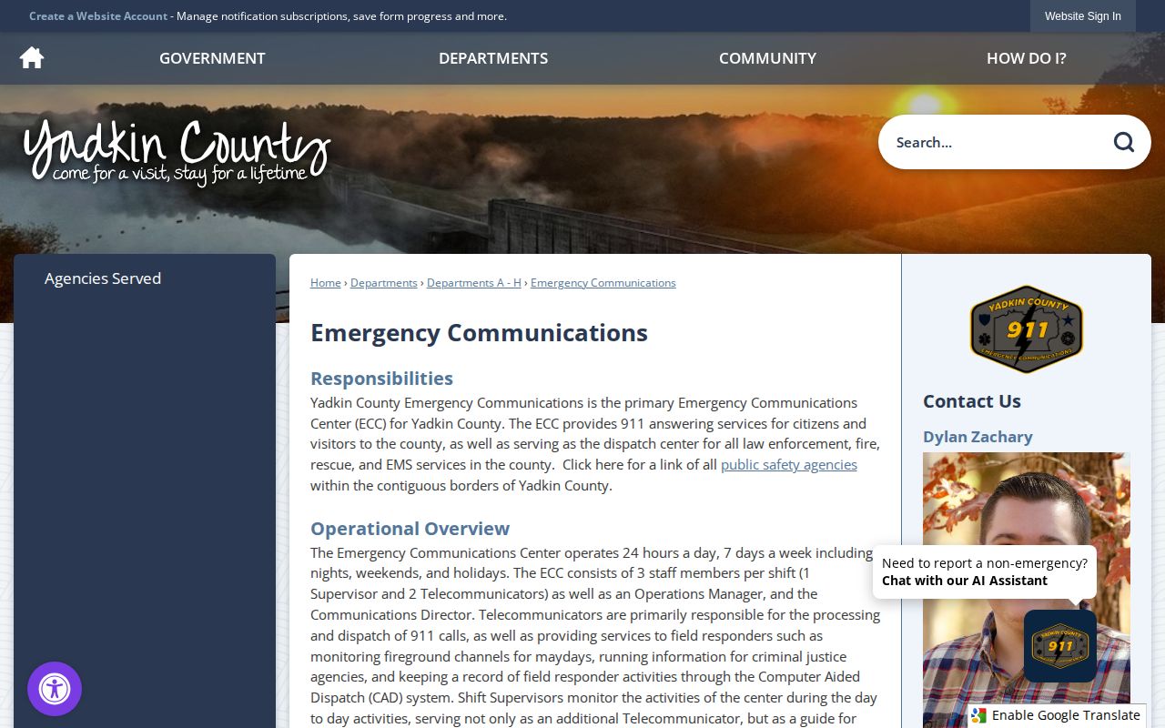 Yadkin County emergency dispatch information, not a recent arrests feed