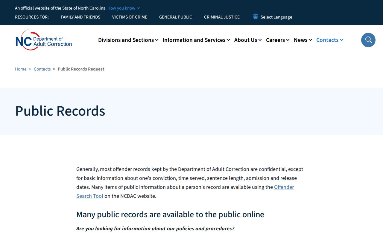 NCDAC county jail record exclusion for Yadkin County arrests